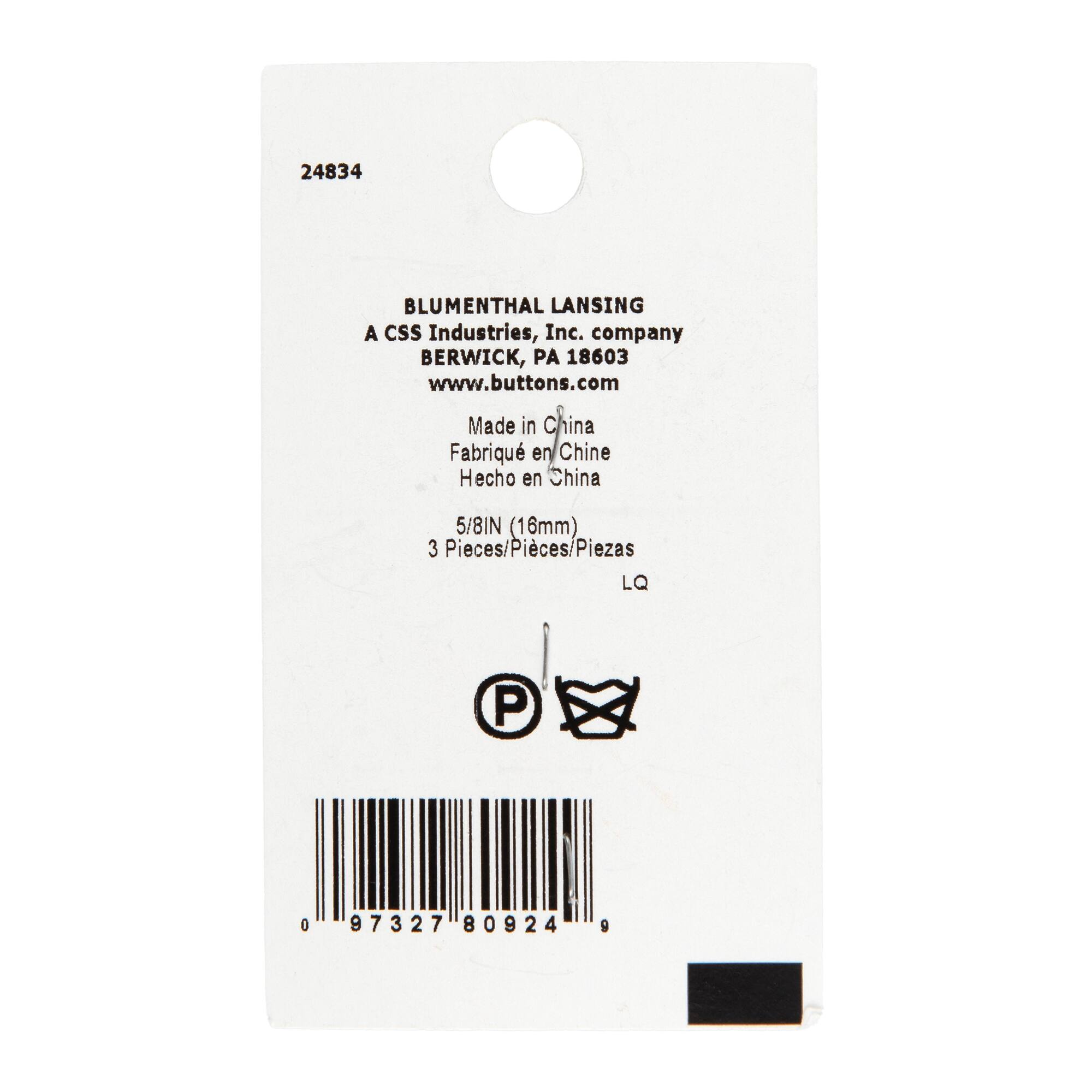 LaMode 5/8" Brushed Silver Shank Buttons, 3ct.